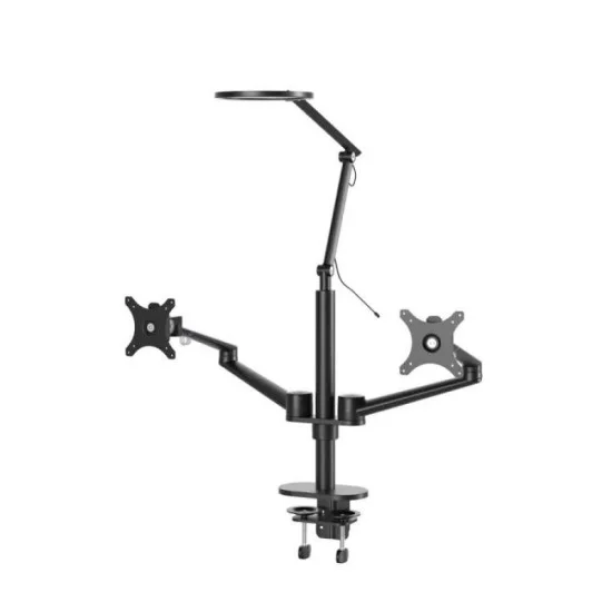 Dual Monitor Stand With Lamp (Ol-2lt) _ Black